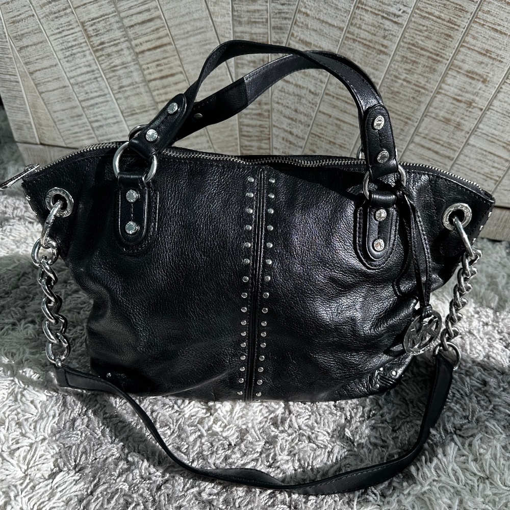 Mid-sized Pebbled leather Michael Kors Purse with silver studded metal details